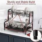 BOOSINY 2 Tier Black Stainless Steel Dish Drying Rack for Kitchen Counter - Image 5