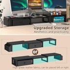 LAND·VOI Dual Monitor Stand with Drawer and Side Pockets, Monitor Riser for Desk, Home Office Desk Storage, Multi-Scenario Adaptation for Work and Entertainment, Black, HMS02BK - Image 3