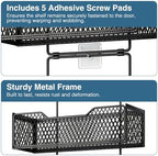 Over The Door Organizer with 4 Adjustable Baskets & Coat Hook, Metal Large Capacity Hanging Door Storage for Bathroom, Bedroom, Kitchen, Pantry & Closet, Black - Image 3