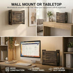 Router Box Hider, Router Shelf WiFi Box Hider, Wooden WiFi Storage Cabinet with Sliding Panel, Vented Back, Cable Management, Modem Cover, Cords & Power Strip, Wall Mount or Tabletop (Dark Oak) - Image 5