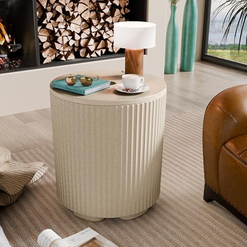 Umbrella Side Table, Umbrella Table with 1.9 Inch Hole, Heavy Duty Umbrella Stand Outdoor Base, Patio Fluted Umbrella Base, Pool Table Umbrella Holder for Deck, Poolside, Garden, Beige - Image 2