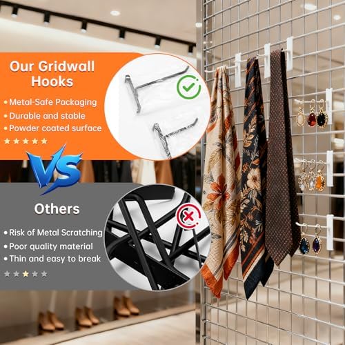 60 Pack Grid Wall Display Hooks, Metal Gridwall Accessories for Retail Stores, Trade Shows, Art and Craft Displays (White, 10 Inch) - Image 5