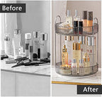 shuang qing Rotating Makeup Organizer for Vanity, High-Capacity Skincare Clear Make Up Storage Perfume Organizers Cosmetic Dresser Organizer Countertop 360 Spinning (Gray, 2 Tier) - Image 4