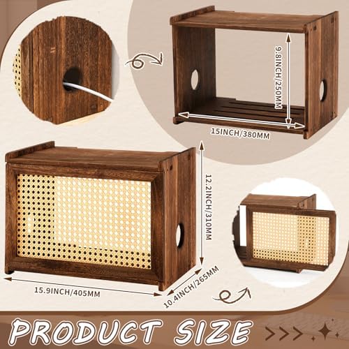 Wi-Fi Router Box Hider, Synthetic Rattan Decor, Wood - Image 2