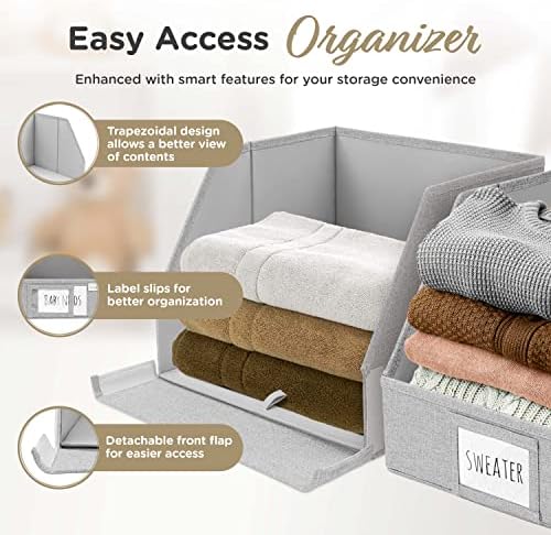 VIVIDECOR Trapezoid Closet Shelf Organizer, Baskets for Organizing, Storage Baskets for Shelves, Cubbies Storage Bins for Clothes, Gray - Image 3
