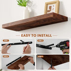 Organic Wavy Edge Floating Shelves,Hidden Brackets,2 Pack 24 in - Image 6