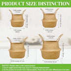 Qunclay 4 Pcs Woven Seagrass Baskets Belly Basket, Xs,S,M,L - Image 2