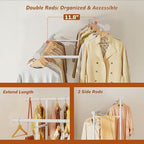 Clothes Rack 210 LBS Double Rods Extra Storage Basket - Image 4
