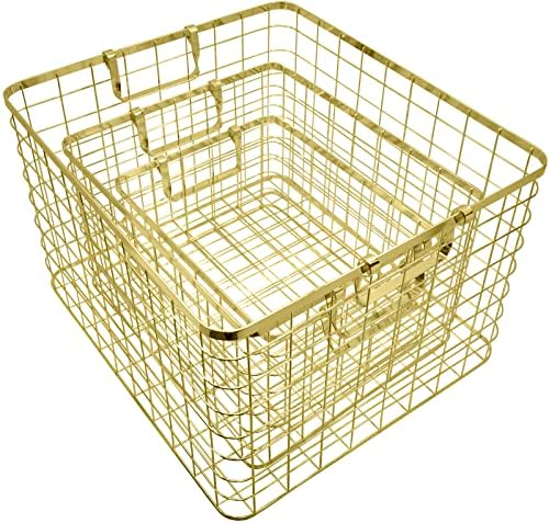 Set of 3 Nested Wire Basket Trays for Storage and Organizing (Gold) - Image 5