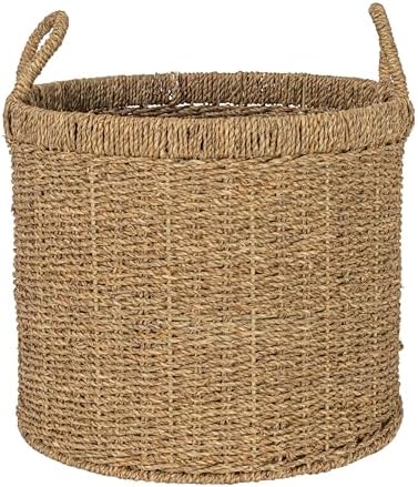 Household Essentials Round Seagrass Basket with Handles, Natural - Image 5