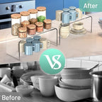 4 Packs Kitchen Cabinet Shelf Organizer, Acrylic Clear Shelf Riser, 5mm Thick Spice Rack for Dishes, Soda Cans and Cup（11.8 x 4.72 x 4.72 Inch） - Image 6