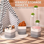 ICERZCZ 11 Inch Cube Storage Bins, Storage Cube Organizer Bins, Woven Cotton Rope Basket for Storage, Storage Baskets for Organizing Shelves, Grey Baskets for Toys, Gradient Grey (Pack of 3) - Image 6
