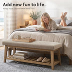Zihanhome Entryway Shoe Bench, End of Bed Bench,Upholstered Bench(Brown) - Image 4