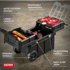Keter Masterloader Resin Rolling Tool Box with Locking System and Removable Bins – Perfect Organization and Storage Chest for Power Drill, Tape Measure, and Screwdriver Set, Black - Image 2