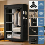 Simple Deluxe Wardrobe with lid, Clothes Rack for Hanging Clothes, 40.7" W x 17.5" D x 64.2" H Garment Rack，Max Load 143LBS，Black Rack with Black Cover - Image 4