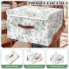 2 Pack Sage Green Floral Storage Bin with Lids, 17x11x12 Inch - Image 2