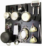 Wall Control Kitchen Pegboard Organizer Pots and Pans Pegboard Pack Storage and Organization Kit with Black Wall Board and Red Accessories by Wall+Control
