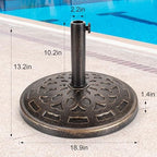 Patio Umbrella Stand - 31 lbs 18.9" Heavy Duty Outdoor Umbrella Base Stand, Market Umbrella Holder for Garden, Backyard, Pool, Beach, No Water or Sand Required, Round Bronze - Image 2