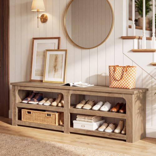 Tribesigns 70.9" Extra Long Shoe Storage Bench, Farmhouse Entryway Bench - Image 5