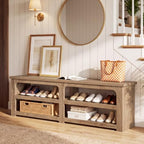 Tribesigns 70.9" Extra Long Shoe Storage Bench, Farmhouse Entryway Bench - Image 5