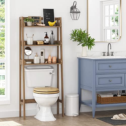 UTEX Over Toilet Bathroom Organizer, 3-Tier Storage Shelf Rack, Wood Grain - Image 6