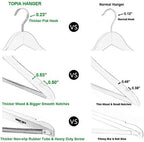TOPIA Premium Wooden Hangers with Extra Thick Hook and Non Slip Pants Bar, Luxury Suit Hangers for Closet with Notches for Shirts - 16 Pack - CT01N - Image 6