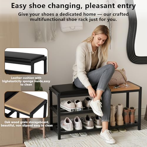 Shoe Bench with Shoe Rack,Shoe Rack for Entryway,Supports 570 lbs - Image 6