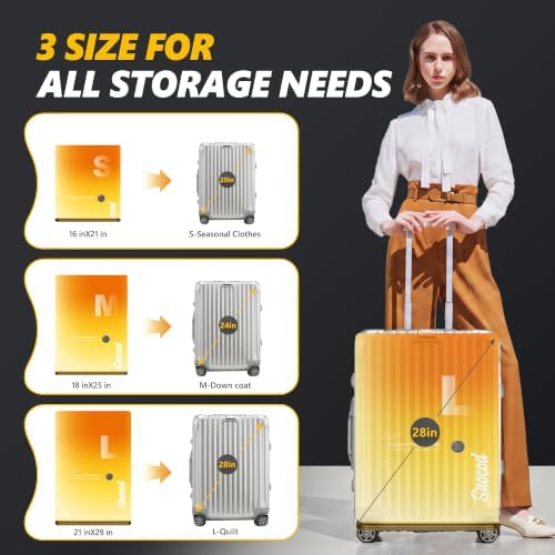 Vacuum Storage Bags with Electric Pump, 15 Reusable Compression Bags for Clothes, Bedding and Travel, Space Saving Storage Bags for Closet and Home Organization, Yellow - Image 4