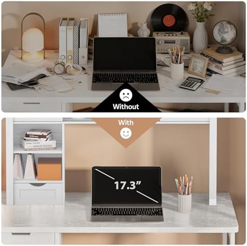 Large Desktop Bookshelf, 47.2" Desk Shelf with Sliding Barn Door - Image 4