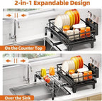 Urackify Expandable Sink Dish Drying Rack for Kitchen Counter, 1-Tier Black - Image 2