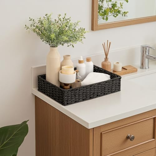 StorageWorks Large Toilet Paper Basket, Wicker Woven Trays for Decor, Black - Image 5