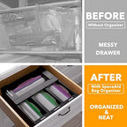 SpaceAid Bag Storage Organizer for Kitchen Drawer, Bamboo Organizer, Compatible with Gallon, Quart, Sandwich and Snack Variety Size Bag (4 Pack), Black - Image 2