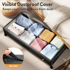 Under Bed Storage Containers with Wheels 2 Pack Underbed Shoe Storage Bedroom Storage Bins Organizer Large Capacity Under Bed Storage with Lid for Clothes Shoes Toys Blankets (Black) - Image 5