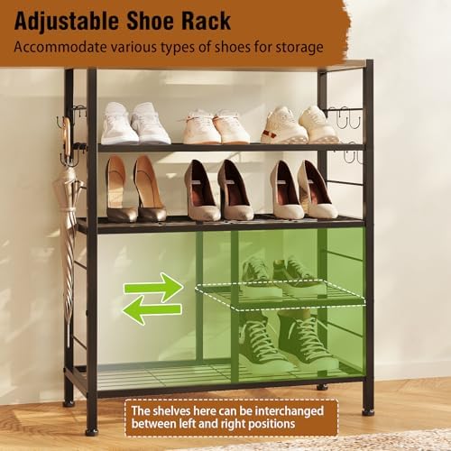 GiftGo Vintage Large 5-Tier Hall Tree with Console Table Entryway Coat Rack Floor Standing Shoes Rack Storage Shelf Organizer for Home Office Bedroom (Greige) - Image 6