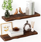 Organic Wavy Edge Floating Shelves,Hidden Brackets,2 Pack 24 in by Unknown