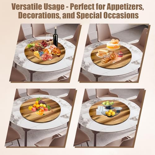 20'' Acacia Wooden Lazy Susan for Table Top,Large Lazy Susan for Dining Table,Table Turntable Storage,Extra Large Lazy Susans Organizer with Durable,Turning Turntable for Cabinet,Countertop or Pantry - Image 3