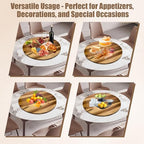 26'' Acacia Wooden Lazy Susan with 360 Rotation for Dining Table Top,Extra Large Wooden Serving Tray with Heavy Duty Rotating Wheel for Kitchen,Dining Table - Image 3