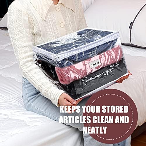 Hoolerry 6 Pcs Clear Plastic Clothes Storage Bags, 12 x 12 x 12 Inch - Image 4