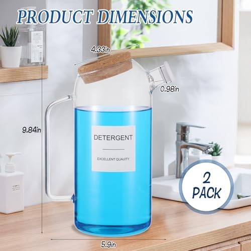 2 Sets Liquid Laundry Detergent Dispenser with Lables, 60oz Glass Laundry Detergent Dispenser, Ideal for Laundry Room Organization and Storage, for Bleach, Fabric Softener, Laundry Soap Dispensers - Image 2