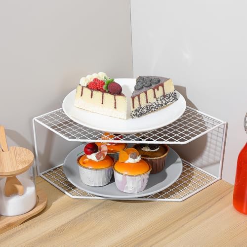 Amosfun Corner Pot Organizer Two-Tier Countertop Pan Rack for Frying Pans Steam Pots Wok Storage Kitchen Supplies Holder 9.64 X 9.44 X 4.72 in - Image 2