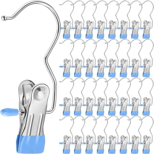 Yinder Boot Hangers Clips Laundry Hooks Hanging Stainless Steel Clothes Pins Portable Hangers for Closet Travel Socks Pants Handbags Hats Towels(Blue,250 Pcs) by Yinder