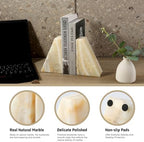 Marble Bookend for Heavy Books, Decorative Bookends for Shelves, Durable and Heavy-Duty Book End for Hardback Book & CDS, Unique Stopper & Holder, Green Onyx, Set of 2 - Image 4