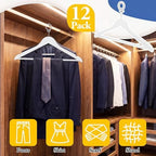 12 Pack Hotel Suit Hangers 17.5" Anti-Theft Security Hangers, White - Image 4