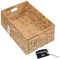 KOKODO 15”L x 11”W Large Rectangular Water Hyacinth Wicker Storage Basket with Handles, Metal Frame and Chalkboard Label, Handwoven Bin for Space-Saving Room Organization by KOKODOHOMEPROJECT