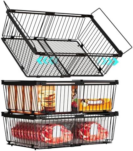Large Freezer Organizer Bins for 10 to 20 Cu.Ft,Leak-Proof Bottom,3 Pack by ANJUBAN