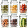 ComSaf Glass Pantry Jars with Airtight Lids 34 oz 6 Pack Wide Mouth Hobnail by ComSaf
