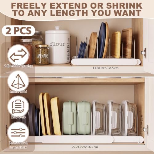 Sieral 2 Pack Expandable Pots and Pans Organizer Under Cabinet,White - Image 2