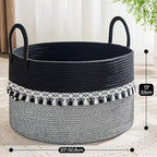 KAKAMAY Large Blanket Basket with Handles, Storage Basket for Living Room - Image 3