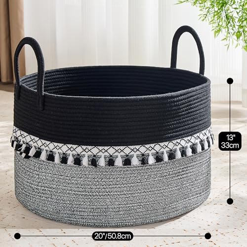 KAKAMAY Large Blanket Basket with Handles, Storage Basket for Living Room - Image 3