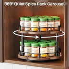 SNTD 2-Tier Lazy Susan Spice Rack Organizer for Cabinet, Wood, 10 in - Image 3